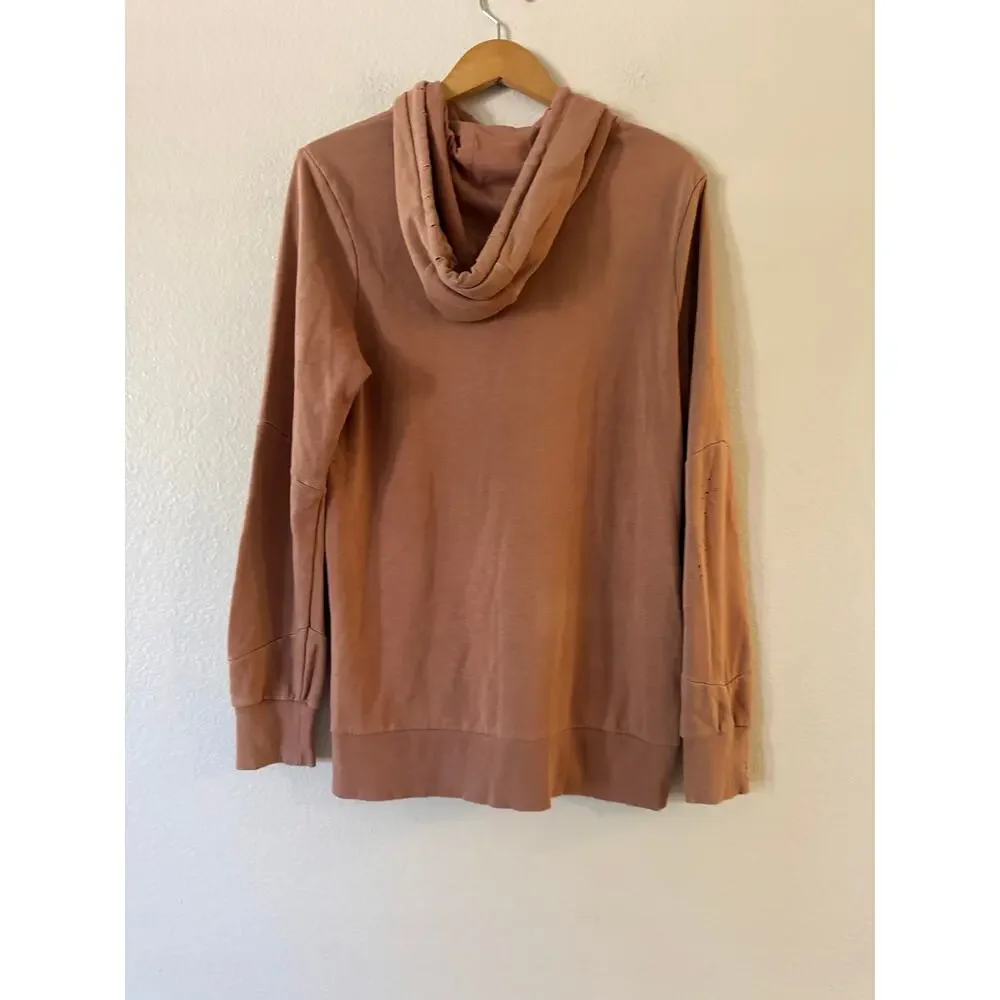Ninth Hall Distressed Pullover Hoodie Sweatshirt Mens Size S Burnt‎ Orange